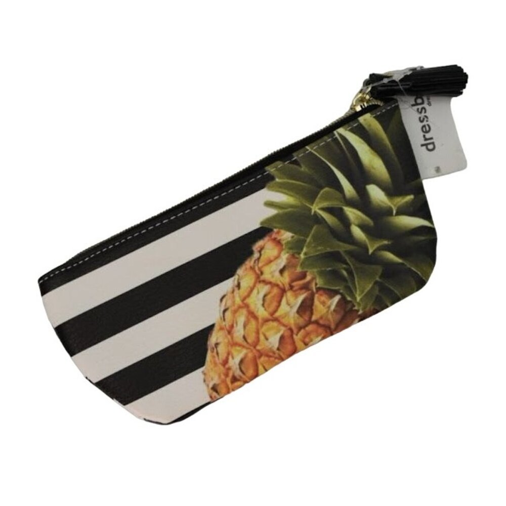 Pineapple Striped Cosmetic Bag Pouch Makeup Bag 7.75 in
